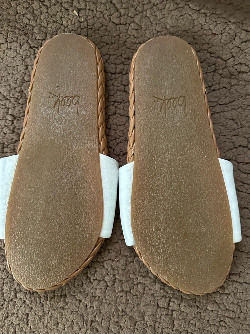 Beek White Leather Braided Jute Slides Sandals Size 8 - Picture 4 of 7
